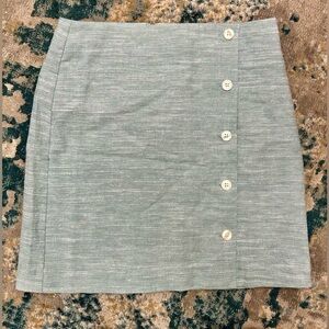 Nwt Loft Light Blue Silver Metallic Stripe Mini Skirt 50% Linen Womens s…